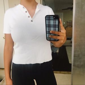 Garage white button up shirt L